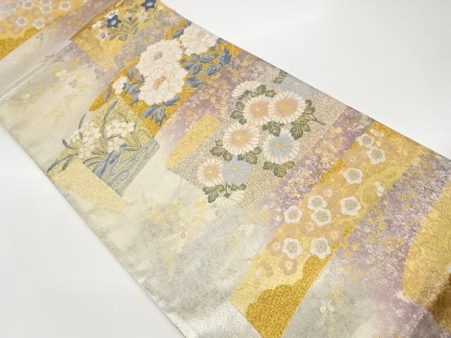 JAPANESE KIMONO / FUKURO OBI / HIKIHAKU / WOVEN CLASSICAL FLOWER